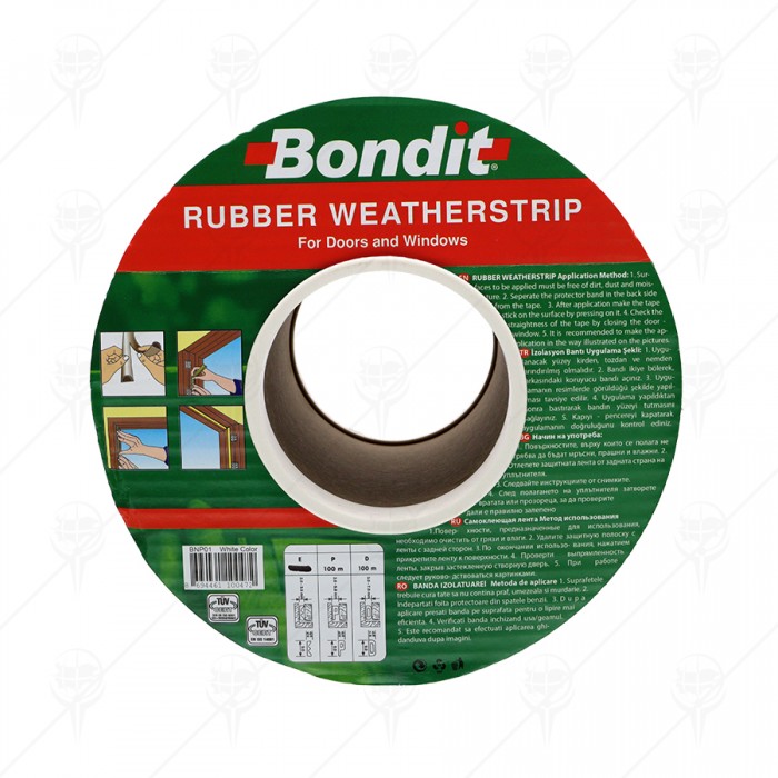 УПЛЪТНИТЕЛ ЗА ВРАТИ И ПРОЗОРЦИ Е ПРОФИЛ БЯЛ BONDIT 2*50М*4ММ*9ММ УПЛЪТНИТЕЛ ЗА ВРАТИ И ПРОЗОРЦИ Е ПРОФИЛ БЯЛ BONDIT 2*50М*4ММ*9ММ