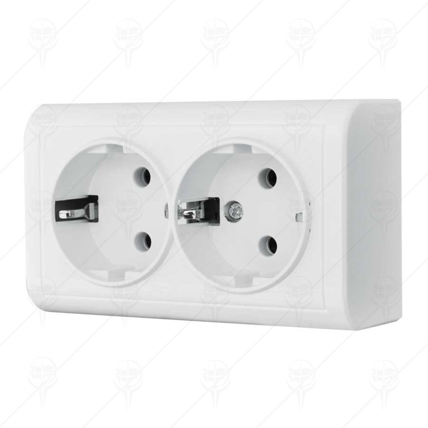 DOUBLE EARTHED SOCKET SURFACE MOUNT WHITE ANURA