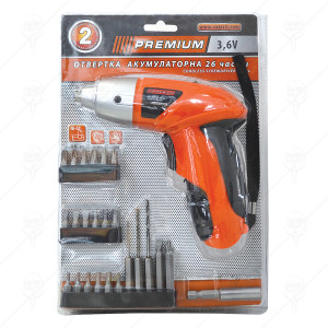 CORDLESS SCREWDRIVER 3.6V
PREMIUM CORDLESS SCREWDRIVER 3.6V
PREMIUM