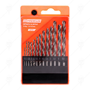 DRILL BITS FOR METAL 13PCS 1.5-6.5ММ
PREMIUM HSS-R DIN338