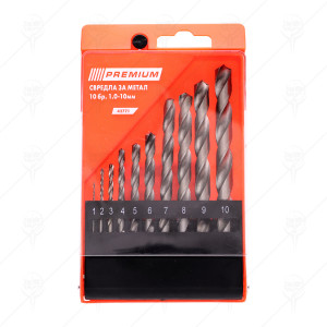 DRILL BITS FOR METAL 10PCS 1.0-10ММ
PREMIUM HSS-R DIN338