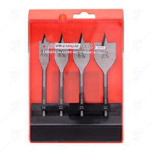 SPADE DRILL BITS FOR WOOD 4PCS 16-32ММ
PREMIUM