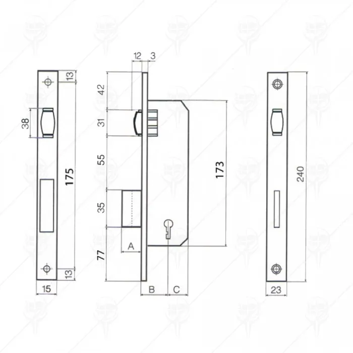 LOCK 6 WITH TONGUE