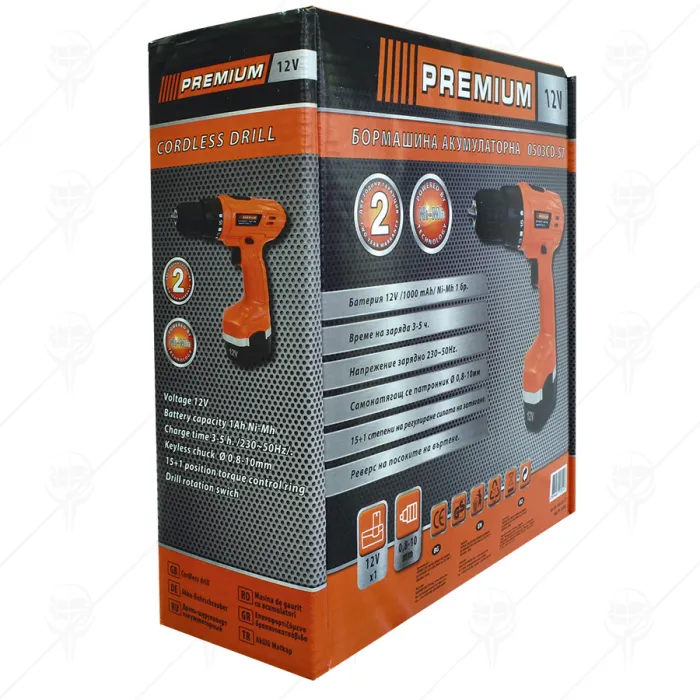 CORDLESS DRILL 10MM 12V With 1 pc. Battery PREMIUM