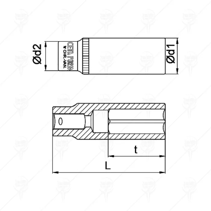 ВЛОЖКА 3/8" УДЪЛЖЕНА CETA-FORM 17ММ