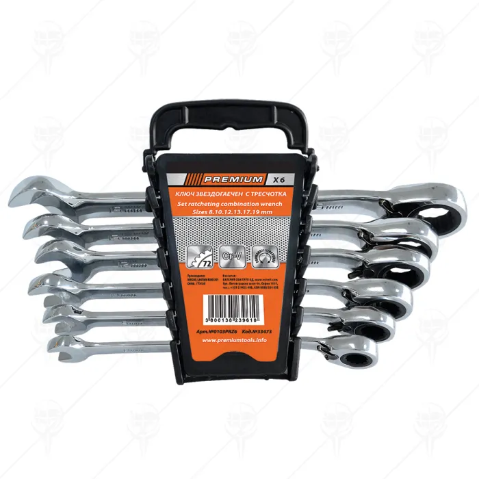 SET RATCHETING COMBINATION WRENCH 6 pcs PREMIUM