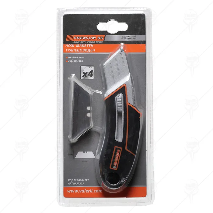 НОЖ МАКЕТЕН ТРАПЕЦОВИДЕН С 2 БРОЯ РЕЗЕРВИ PREMIUM HD
