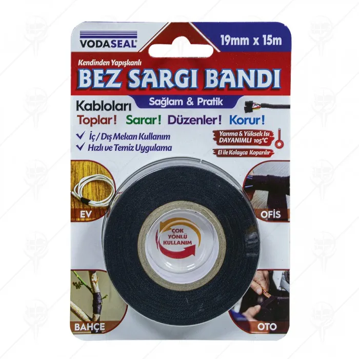BANDA TEXTILĂ PENTRU CABLURI NEGRA 19 mm x 15 m VS