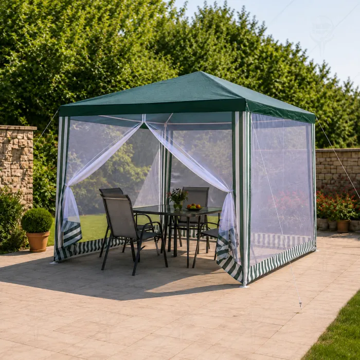 GAZEBO 3*3*2,4М PE 90GR WITH 4PCS NETTING WALL HERLY