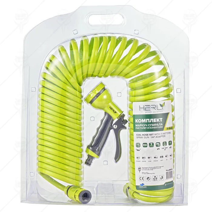 COIL HOSE SET 15M EVA WITH 7-PATTERN SPRAY GUN TAP ADAPTER 2pcs HOSE CONNECORS COIL HOSE SET 15M EVA WITH 7-PATTERN SPRAY GUN TAP ADAPTER 2pcs HOSE CONNECORS