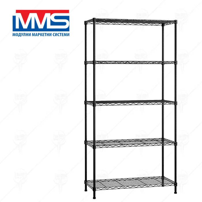 METAL RACK 5х200 kg LUX 180х91x45 sm BLACK